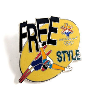 VTG Salt Lake 2002 Winter Olympics Freestyle Skiing Enamel Pin Souvenir Aminco